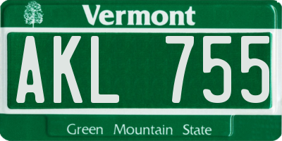 VT license plate AKL755