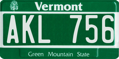 VT license plate AKL756