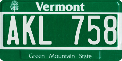 VT license plate AKL758