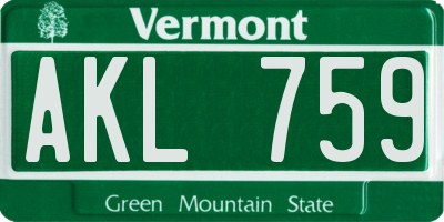 VT license plate AKL759