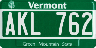 VT license plate AKL762