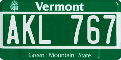 VT license plate AKL767