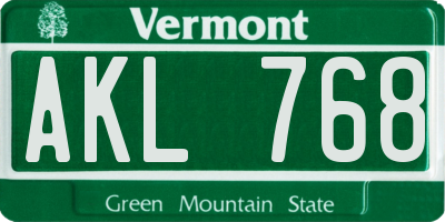 VT license plate AKL768