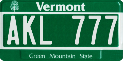 VT license plate AKL777