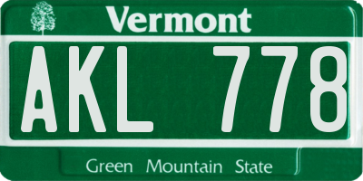 VT license plate AKL778