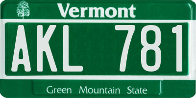 VT license plate AKL781