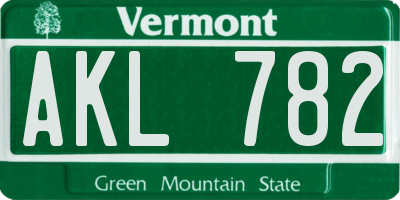 VT license plate AKL782