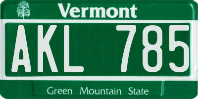VT license plate AKL785