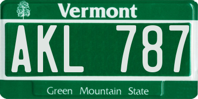 VT license plate AKL787