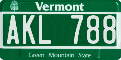 VT license plate AKL788