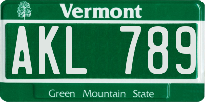 VT license plate AKL789