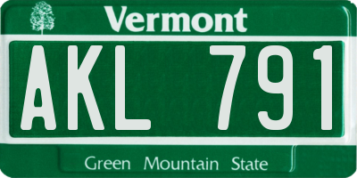VT license plate AKL791