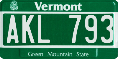 VT license plate AKL793