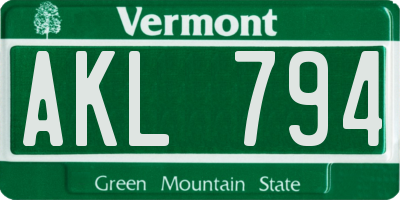 VT license plate AKL794