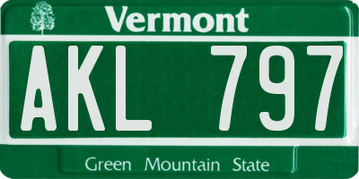 VT license plate AKL797