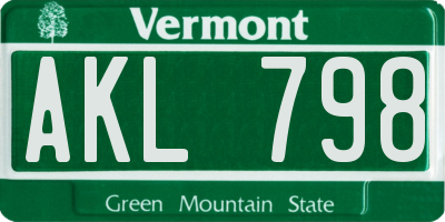 VT license plate AKL798
