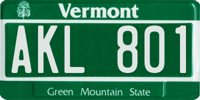 VT license plate AKL801