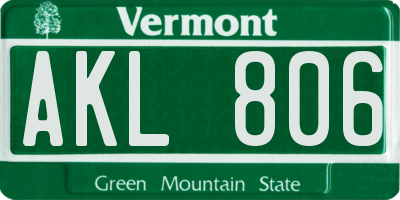 VT license plate AKL806