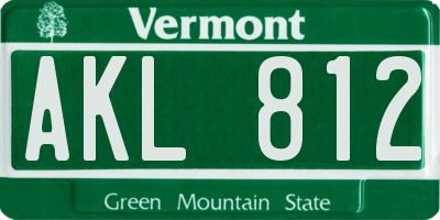 VT license plate AKL812