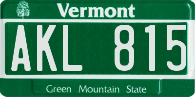 VT license plate AKL815