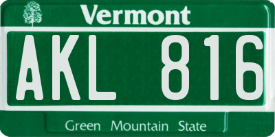 VT license plate AKL816