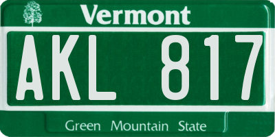 VT license plate AKL817