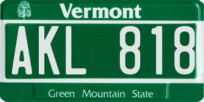 VT license plate AKL818