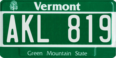 VT license plate AKL819