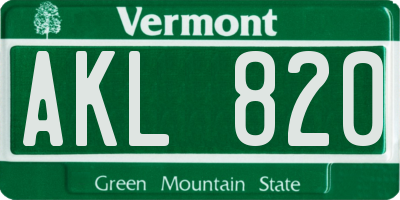 VT license plate AKL820