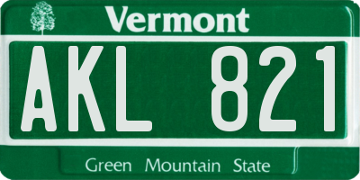 VT license plate AKL821