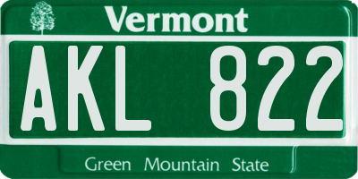 VT license plate AKL822