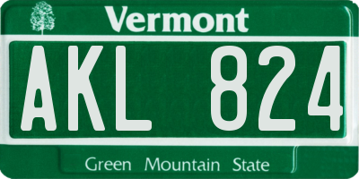 VT license plate AKL824