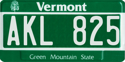 VT license plate AKL825