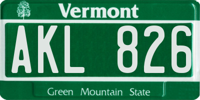 VT license plate AKL826