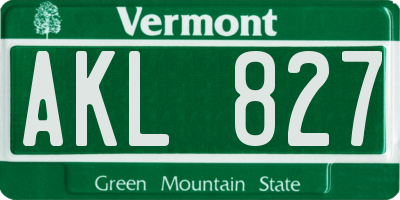 VT license plate AKL827
