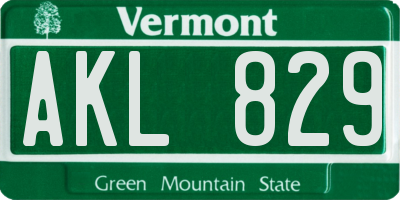 VT license plate AKL829