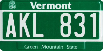 VT license plate AKL831