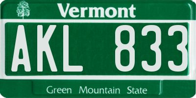 VT license plate AKL833