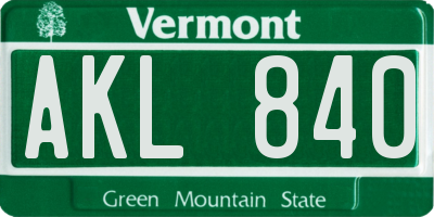 VT license plate AKL840