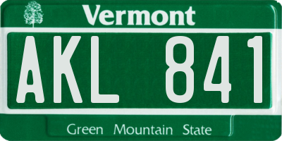 VT license plate AKL841