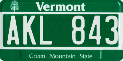 VT license plate AKL843
