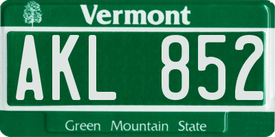 VT license plate AKL852