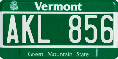 VT license plate AKL856