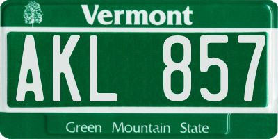 VT license plate AKL857