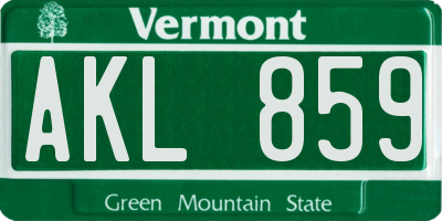 VT license plate AKL859