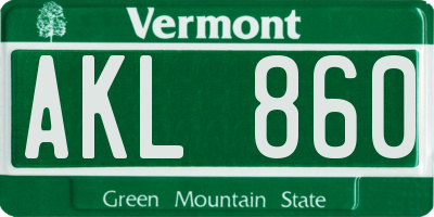 VT license plate AKL860