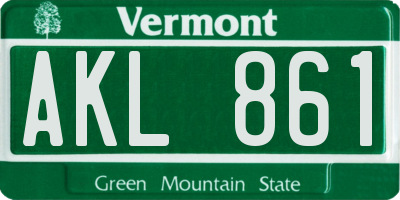 VT license plate AKL861