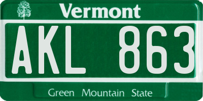 VT license plate AKL863