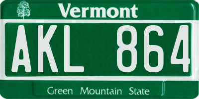 VT license plate AKL864