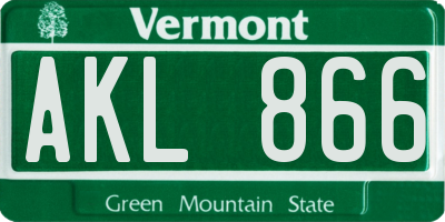 VT license plate AKL866